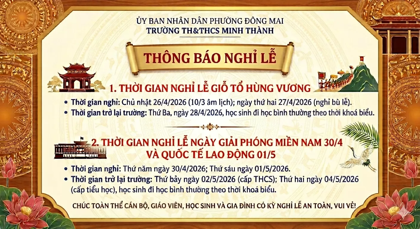 THÔNG BÁO NGHỈ LỄ